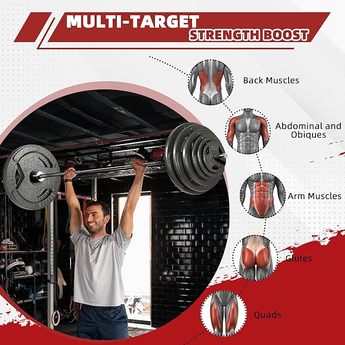 Cast Iron Gym Weight Plates | 1" and 2" Olympic Bumper Plates for Weightlifting, CrossFit, Deadlift, and Squat
