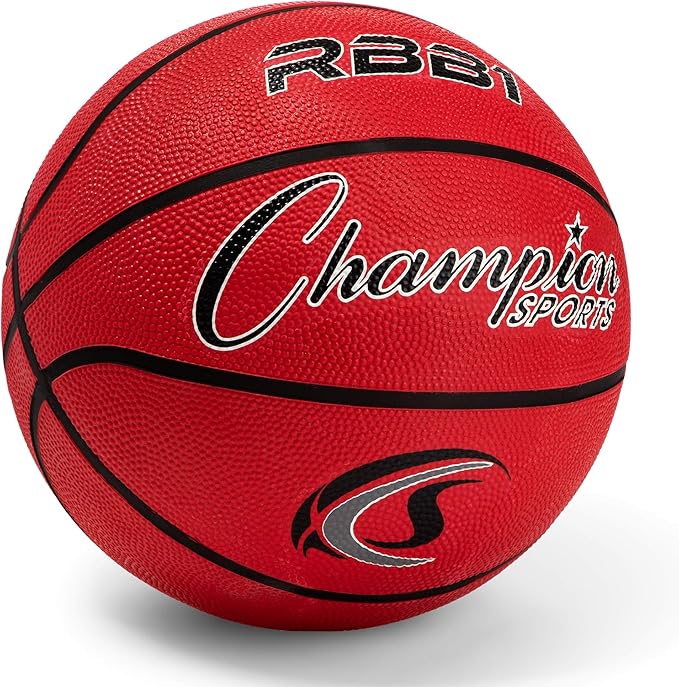 Champion Sports Rubber Basketballs – Heavy Duty Pro-Style, Indoor/Outdoor Use, Premium Basketball Equipment for Physical Education, Various Sizes & Colors (Size 3, 5, 6, 7)