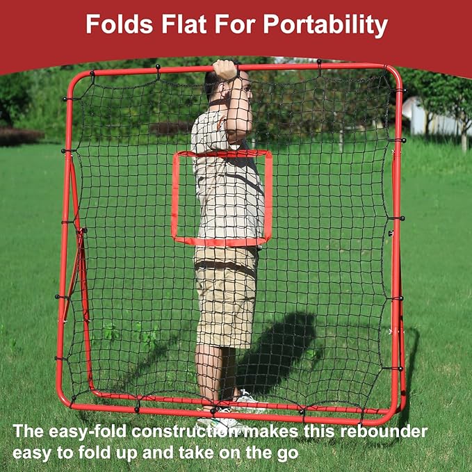 Soccer Rebounder Net - Portable Bounce Back Trainer for Soccer, Baseball, Softball & Lacrosse | Adjustable Practice Target Pitchback Net for Backyard Training Equipment Gift for Kids & Adults
