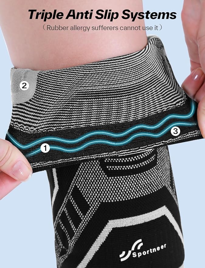 Copper Knee Brace for Men & Women - Knee Compression Sleeve with Side Stabilizers - Knee Support for Running, Hiking, Working, Basketball, Volleyball, Gym, Meniscus Tear, ACL, Arthritis Knee Pain Relief, A Pair (Black-No Copper(a pair), Medium(16"-18.5"))