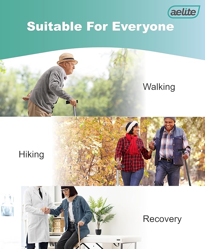 Aelite Walking Cane for Men and Women - Light, Durable, Retractable, Heavy Duty, Ergonomic Handle, High-Grade Aluminum Alloy, Canes for Seniors and Adults