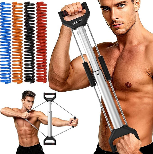 Multi-Function Isometric Exerciser, 4-Level Resistance Trainer (26-90 lbs) for Home Gym - Chest Expander, Arms Twister, Thigh & Archery Workout Tool for Full Body Strength Training