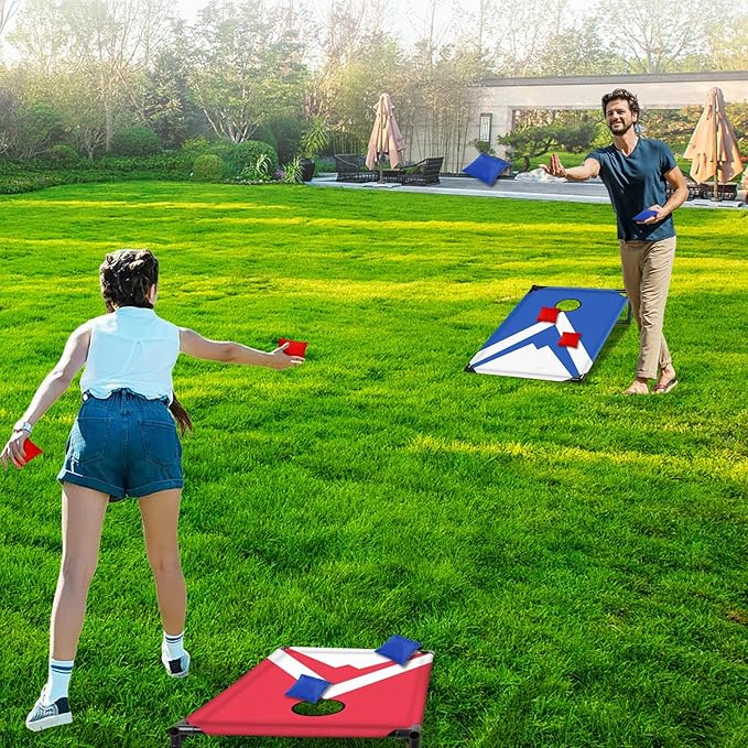 NZQXJXZ 3x2 ft Cornhole Board Set with 8 Bean Bags and Carrying Bag, Outdoor Toss Game Set for Kids and Adults, Portable Corn Hole Sets for Beach Lawn Backyard