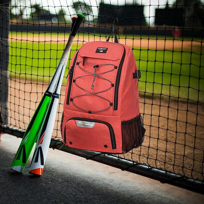 TUGUAN Baseball Bags for Adults Mens with Fence Hook, Laptop Compartment, Shoes Compartment & Glove Holder Portable Youth Boys Softball Backpack Coaches Catchers Team Equipment Gear Bags