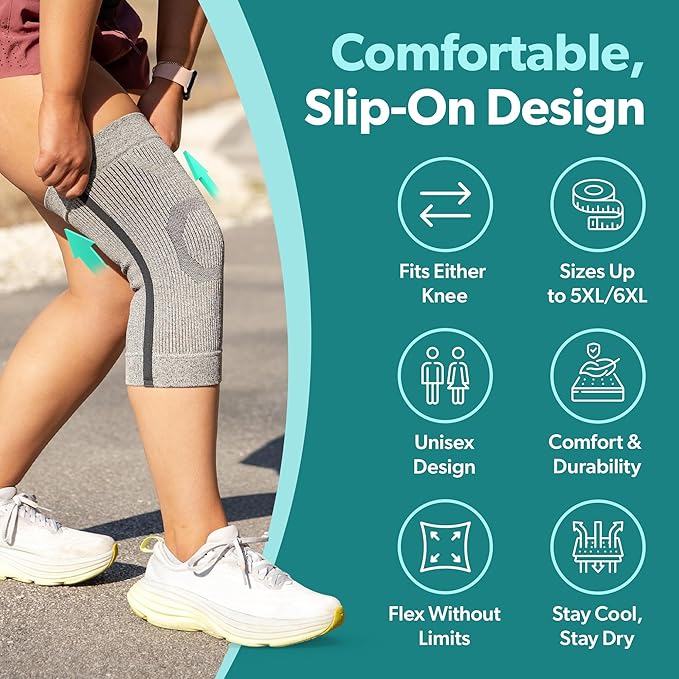BraceAbility Knee Compression Sleeve - Knit Knee Pain Brace for Men and Women, Arthritis Relief, Meniscus Tear, Running, Workout, Sports, Swelling, Athletic Support for Joint Stability (XS/S Gray)