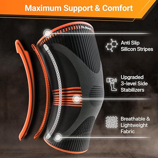 DR. BRACE ELITE Knee Brace with Size Stabilizer (2 Pack) Knee Brace for Women & Men, Workout, Sports, Daily Knee Compression Sleeve for Maximum Knee Pain Support & Fast Recovery (Mars, Small)