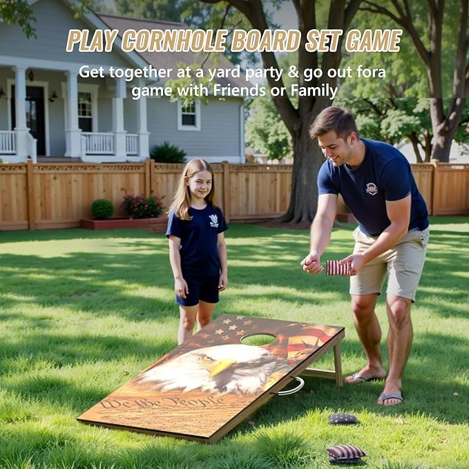 Cornhole Board Set,Corn Hole Games for Adults Outdoor,2X4FT Solid Wood Regulation Cornhole Boards with 8 Cornhole Beans Bags & Carry Case