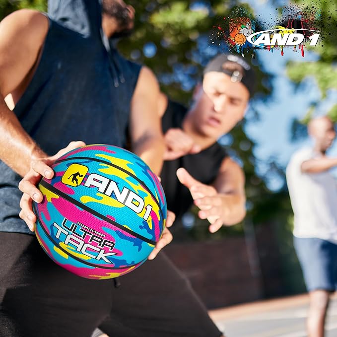 AND1 Ultra Grip Basketball: Official Regulation Size 7 (29.5 inches) Rubber- Deep Channel Construction Streetball, Made for Indoor Outdoor Basketball Games