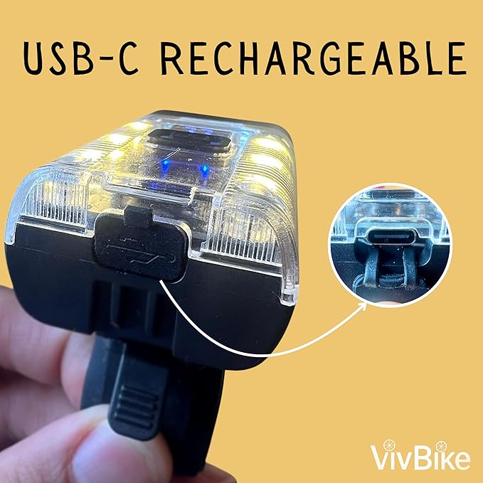 VivBike Rechargeable Bike Light, Extremely Bright 1000 Lumen Dual LED Headlight, USB-C Fast Charging, 360° Rotating Mount, Waterproof | A HerTime2 Brand