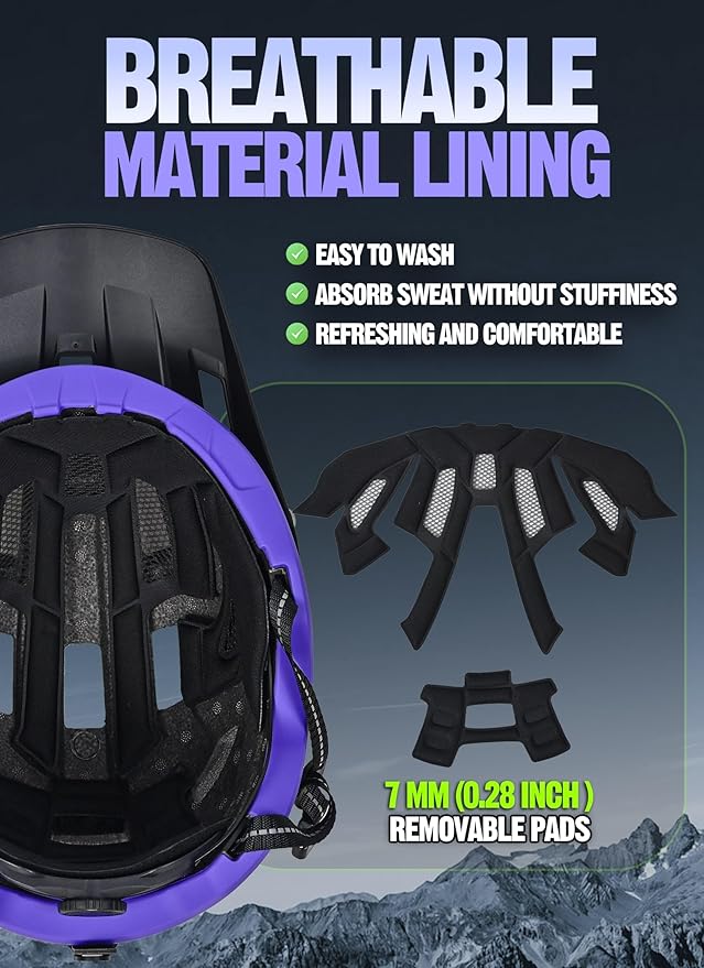 Mountain Bike Helmet for Adults & Youth Lightweight Impact-Resistant with Adjustable Dial & Removable Visor Unisex Helmet for Mountain Biking Bicycle Clcying