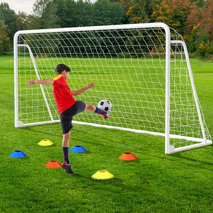 NAIZEA Soccer Goal - 12x6FT/16x7FT/10x6FT/8x6FT/6x4FT Soccer Goals for Backyard - Metal Soccer Goals for Youth Adult - Multiple Sizes Colors - Perfect for Games Indoor Outdoor Practice