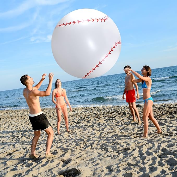 Lewtemi Giant Inflatable Sports Balls Large Inflatable Beach Ball Baseballs Soccer Rainbow Basketball Football for Sport Birthday Party Favor(4 Pcs,Soccer, Baseball, Basketball, Football,40 Inch)