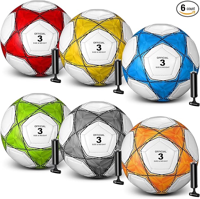 6 Pcs Operation Christmas Soccer Ball Bulk with Pump Needles, Official Deflated Soccer Ball Gift for Youth Adult Game Training Practice Christian Charity Donation Supplies