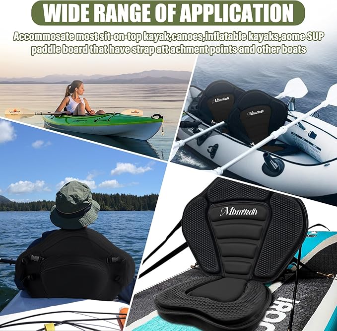 Deluxe Padded Kayak Seats - Premium Shockproof Seats with Back Support for Kayaking, Canoeing, Fishing, Paddle Boarding - Comfort, Versatility and Extra Storage