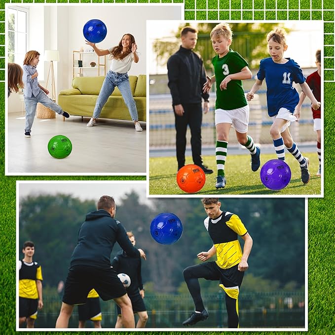 Shappy 4 Pcs Deflated Soccer Balls Bulk with Pump Mesh Bag Operation Christmas Official Size 3 4 5 Indoor Outdoor Colorful Game Sport Gift for Child Adult School