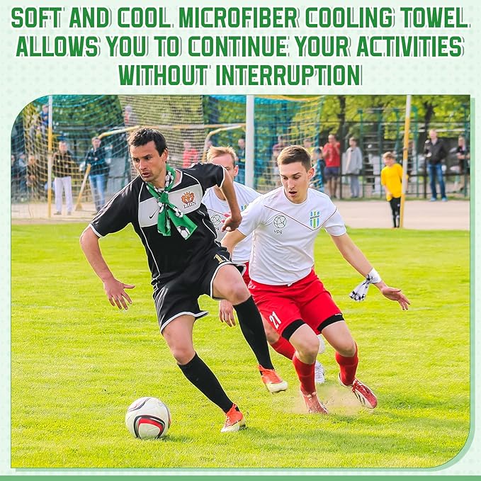 24 Pcs Sports Cooling Towels Baseball Basketball Softball 40 x 12 Inch Breathable Soccer Football Volleyball Microfiber Ice Towel Fast Drying for Sport Party Favors Team Gift(White,Soccer)
