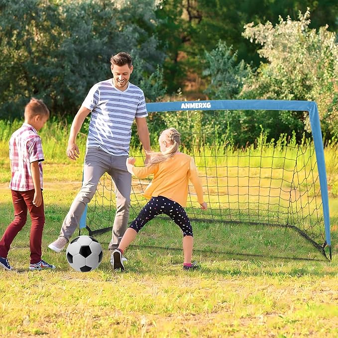 6x4FT Kids Soccer Goal for Backyard Set Portable Soccer Goal with Ball Pump and Cones Soccer Net Set of 2 Training Equipment Outdoor Sports Gift