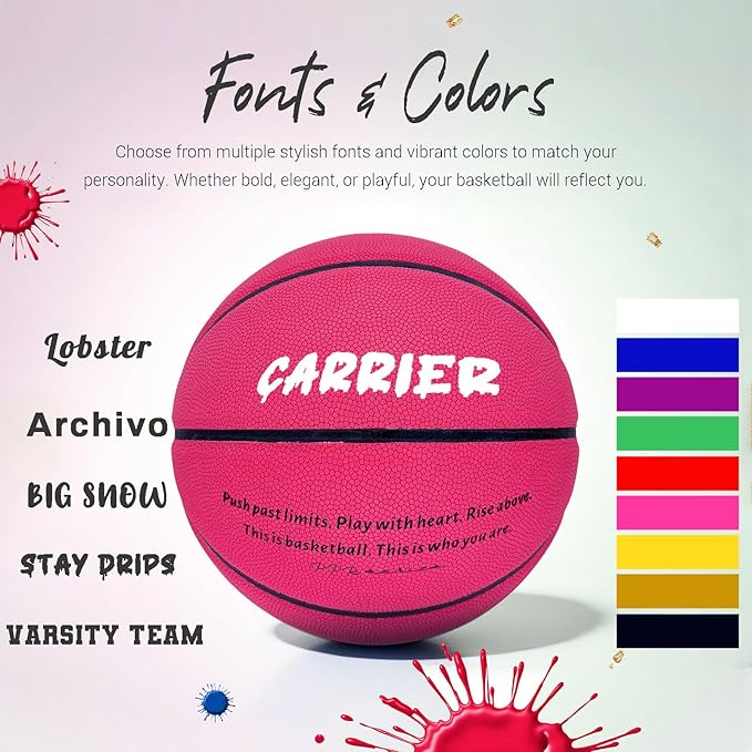 Custom Personalized Basketball – Official Size 7/6 | Leather Indoor/Outdoor Basketball Ball with Name | Idea Gifts