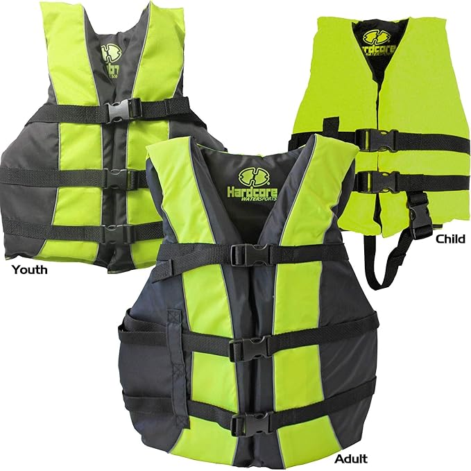Hardcore Life Jacket Paddle Vest; Coast Guard Approved Type III PFD Life Vest Flotation Device; Jet ski, Wakeboard, Kayak; Ideal Extra Life Jacket for Your Pontoon Boat