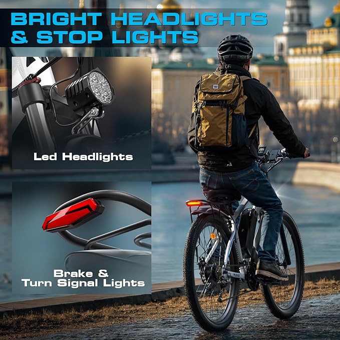 Electric Bike for Adults with Peak 1500W, 80Miles 32MPH Commuting Electric Mountain Bike, 48V 17.5Ah Removable Battery 21-Speed Disc Brakes, 29" Tires and Front Suspension