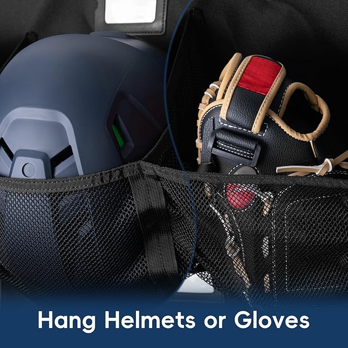 Baseball/Softball Dugout Organizer - 15+ Helmet & Glove Storage Bag, Military-Grade 900D Fabric & 6 Reinforced Steel Hooks
