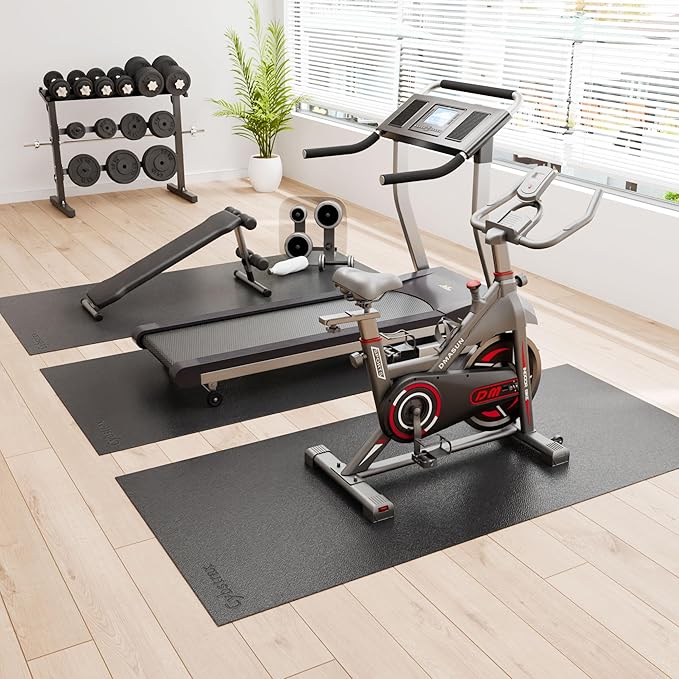 Treadmill Mat, Bike Trainer Mat for Stationary Spin Bike, 72" x 48" Non Slip Exercise Equipment Mat for Bike, Treadmill, Elliptical, Yoga - Workout Floor Protector for Carpet Or Hardwood