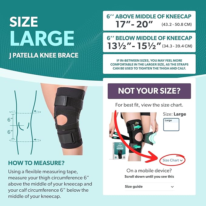 BraceAbility J Patella Knee Brace - Lateral Patellar Stabilizer with Medial and J-Lat Support Straps for Dislocation, Subluxation, Patellofemoral Pain, Left or Right Kneecap Tracking (Large)