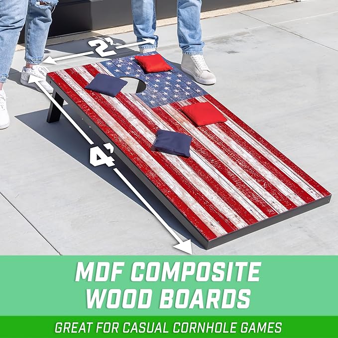 GoSports Portable Cornhole Sets, 8 Styles – Choose 4 x 2 ft or 3 x 2 ft - Boards Include 8 Bean Bags, Travel Case, and Game Rules