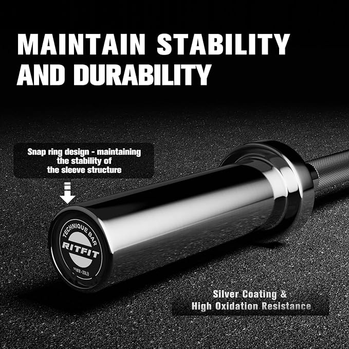 RITFIT Olympic Barbell 4ft/4.8ft/6ft - 2 Inch Weight Bar for Strength Training, Weightlifting, Squat, Deadlift, Bench Press, Curl, Overhead Press - 350lbs/500lbs Capacity