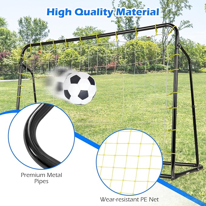 Goplus 6FT x4FT Soccer Net, 2 in 1 Soccer Rebounder Soccer Goal w/Shooting Auxiliary Area, 5 Adjustable Angles, Kids Youth Teens Soccer Practice Training Equipment for Backyard