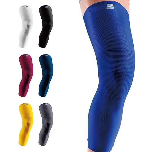 LP SUPPORT 667 Compression Sleeve Leg Full Length for Sports, Cycling, Running, Basketball, for Men Women (Blue, L, 1pcs)