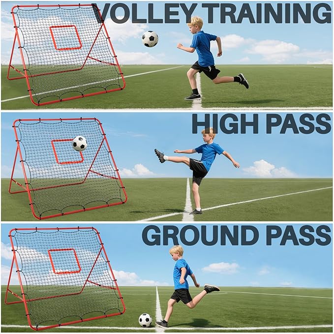Soccer Rebounder Net - Portable Bounce Back Trainer for Soccer, Baseball, Softball & Lacrosse | Adjustable Practice Target Pitchback Net for Backyard Training Equipment Gift for Kids & Adults
