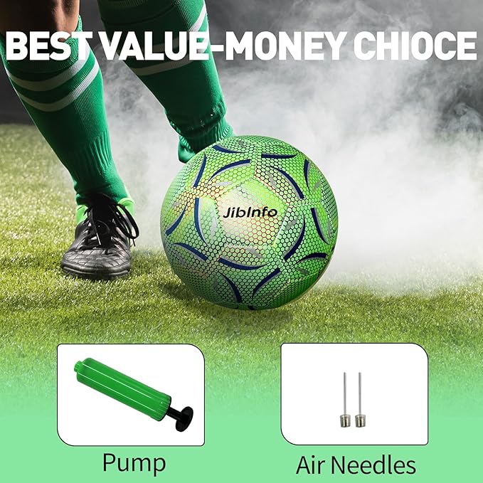 Light Up Soccer Ball Size 4, Glow in The Dark Soccer Ball Luminous Soccer Balls for Day&Night Games and Training Gifts for Men Youth and Adult Night Games