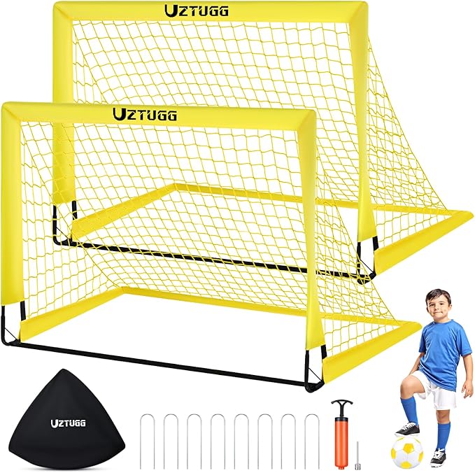 Soccer Goals, Soccer Net for Backyard, 2 Pack 4' x 3' Soccer Goal Training Equipment, Portable Soccer Nets with Soccer Ball and Ball Pump,Goal Net for Sports Training
