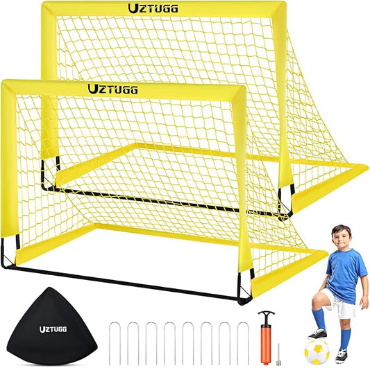 Soccer Goals, Soccer Net for Backyard, 2 Pack 4' x 3' Soccer Goal Training Equipment, Portable Soccer Nets with Soccer Ball and Ball Pump,Goal Net for Sports Training