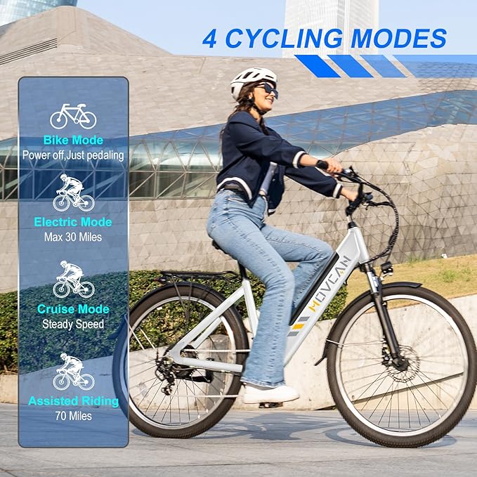 V80 Electric Bike, 1000W Motor 28MPH Ebike, 48V 13Ah Removeable Battery, 26'' City Cruiser Adult Electric Bicycles up to 70 Miles