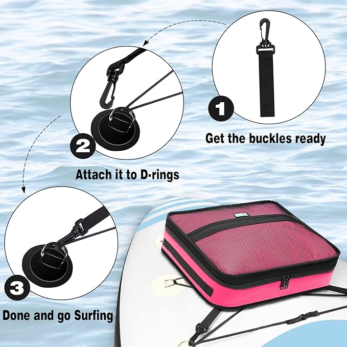 Paddle Board Cooler Bag, Waterproof Surf Sup Deck Cooler Bag Insulated Leakproof 10 Cans, Sup Paddle Board Accessories Bag for Stand Up Paddleboard and Kayak