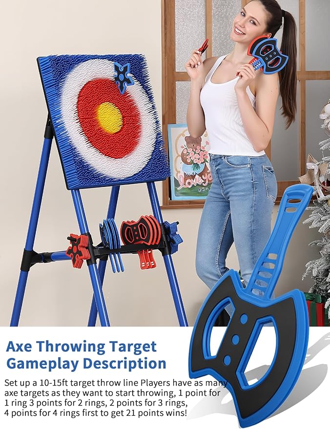 Axe Throwing Bristle Target with 8 Throwing Axes Set,Axe Throwing Game for Indoor & Outdoor,Yard Games,Carnival Games
