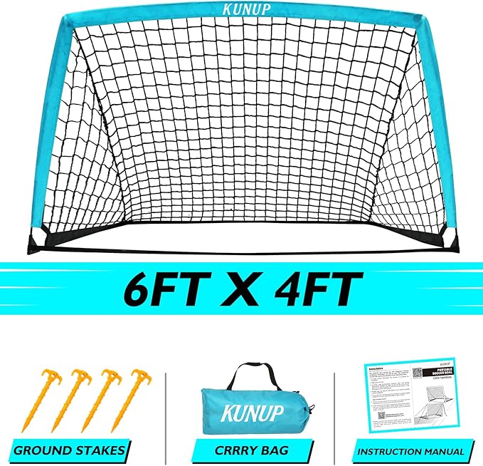 5×3 6x4 9x5 FT Portable Kids Soccer Goal for Backyard, Foldable Soccer Practice Net with Carrying Bag for Toddler Youth Adult Pop Up Soccer Training Equipment Indoor and Outdoor Sports Game
