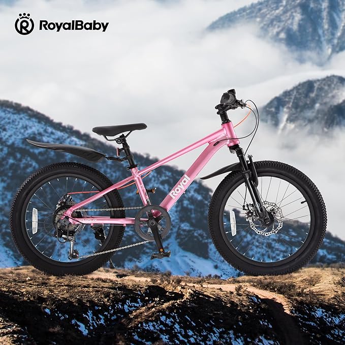RoyalBaby Kids Mountain Bike for Boys and Girls, Ultra-Light Aluminum 20-24 Inch Wheel Bicycle for 6-14 Years Old Children, 7/21-Speeds Drivetrain