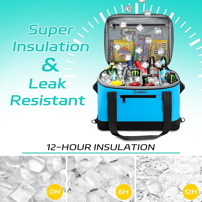 Paddle Board Cooler Waterproof, Super Capacity SUP Paddleboard Deck Cooler with Shoulder Strap & 6 Elastic Rope Clips, Paddle Board Accessories Bag for Stand Up Paddleboard and Kayak