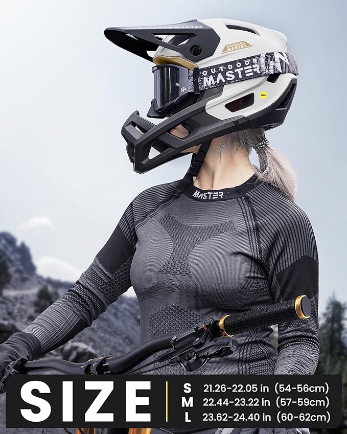 OutdoorMaster Full Face Mountain Bike Helmet for Men & Women-Two Removable Chin Pad Mountain Bike Helmet Grizzly, Ventilation Lightweight Racing Downhill DH BMX MTB Helmet