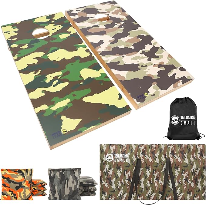 Cornhole Board Set 4FTx2FT Solid Wood Regulation Size Cornhole Set Includes 8 Cornhole Bags for Adults