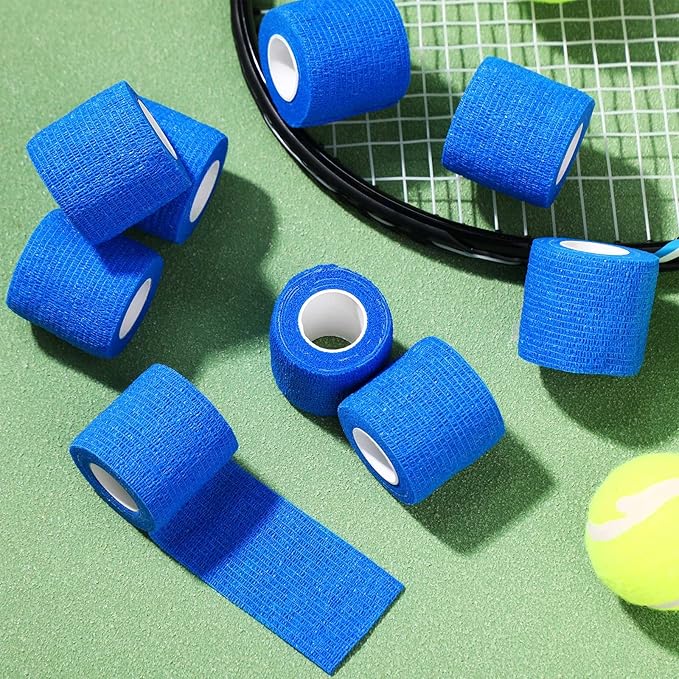 Treela 48 Pack Self Adhesive Wrap Bandage Bulk, 2 Inches x 5 Yards Self Adherent Cohesive Bandage Elastic Athletic Tape Breathable Wound Tape for Stretch Athletic Sports Wrist Ankle(Blue)