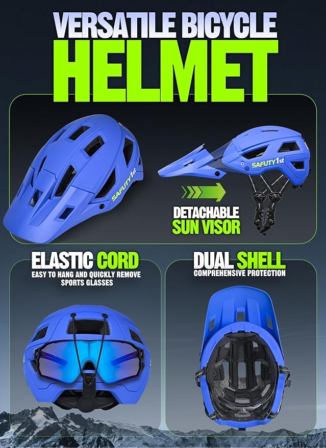 Mountain Bike Helmet for Adults & Youth Lightweight Impact-Resistant with Adjustable Dial & Removable Visor Unisex Helmet for Mountain Biking Bicycle Clcying