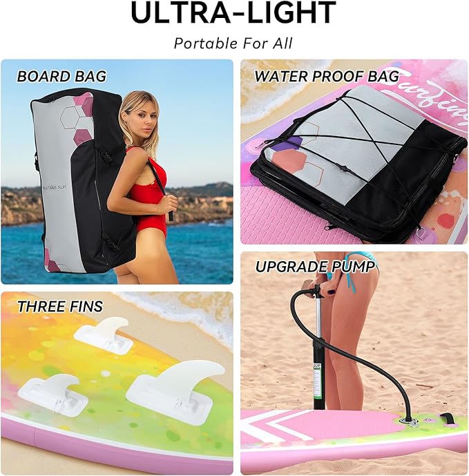 YUSING Inflatable Stand Up Paddle Board with Kayak Seat, Non-Slip Deck SUP Paddle Board with Premium Kayak, Portable Standing Boat for Youth & Adult