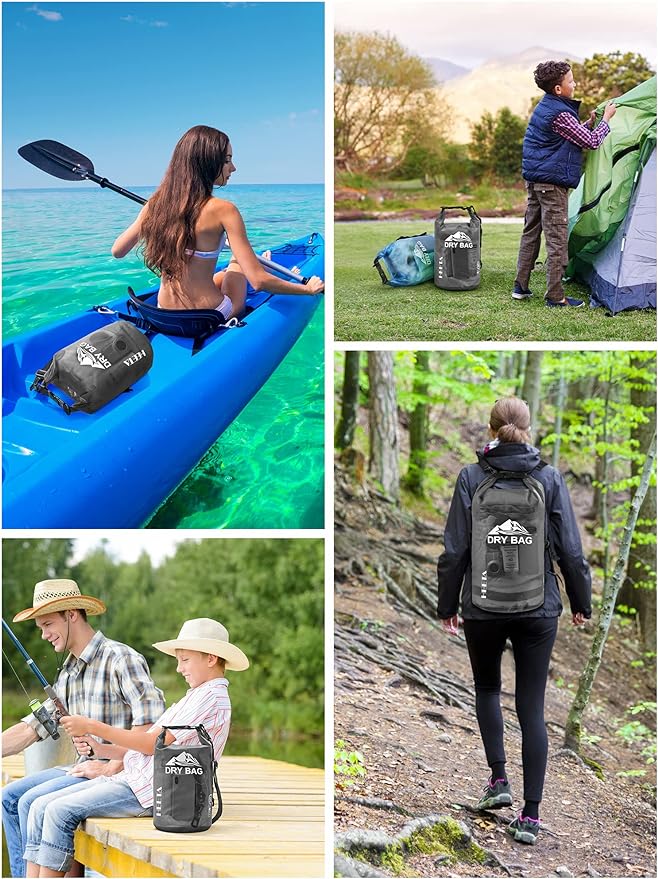 HEETA Dry Bag Waterproof for Women Men, 5L/10L/20L/30L/40L Roll Top Lightweight Dry Storage Bag Backpack with Phone Case for Travel Swimming Boating Kayaking Paddle Board Camping Beach Accessories