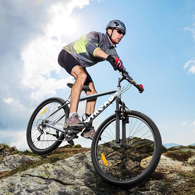 26 inch Mountain Bike with 7/21 Speeds Lightweight Cycling Bicycles, Dual Disc/V Brake,Metal Frame Bicycle for Men and Women, Adult Racing Bike, Road Bike(Blue/Grey/Black)