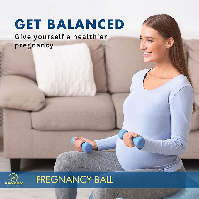ProBody Pilates Pregnancy Ball - Yoga Ball for Pregnancy with Book, Prenatal, Labor & Postnatal Maternity Exercise
