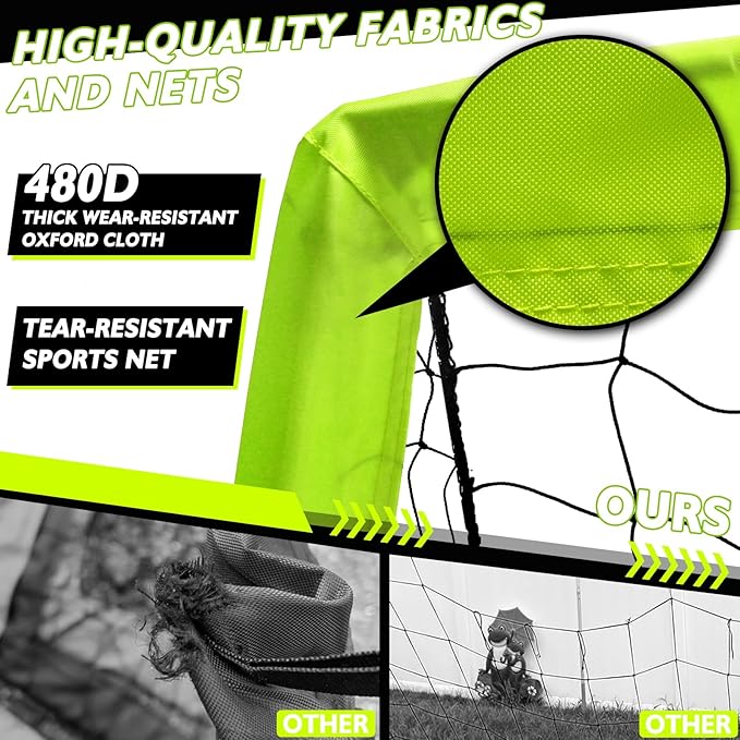 2 of 5×3 6x4 9x5 FT Portable Kids Soccer Goals Set, Foldable Soccer Practice Nets for Backyard with Carrying Bag for Toddler Youth Pop Up Soccer Training Equipment Indoor Outdoor Sports Game Gift